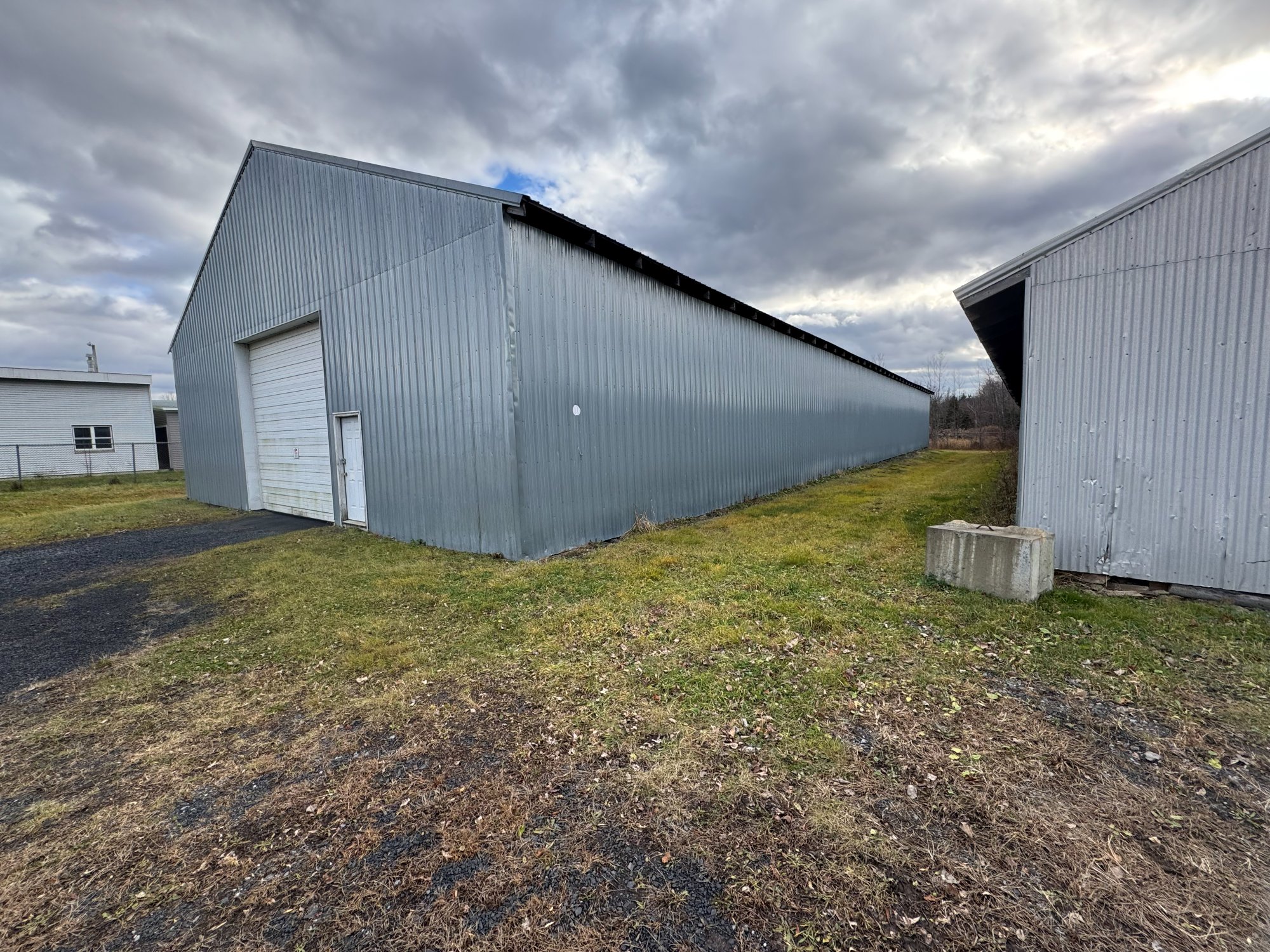 Exterior side view of Building A at Island Storage — 8,164 sq ft indoor boat storage barn in North Hero, VT